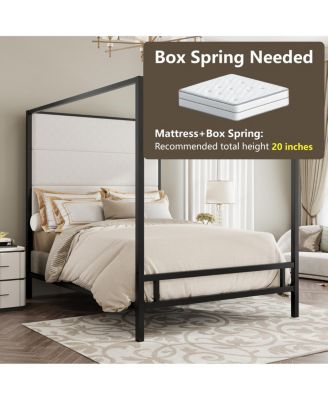 Modern Velvet Upholstered Canopy Bed Frame