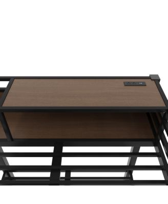 Full Size Metal Bunk Bed with Storage, LED, and USB