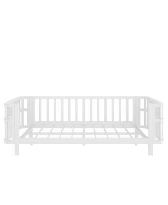 Streamdale Children's double wooden platform bed with railings, Twin, White