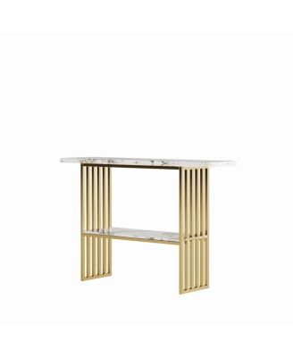 Modern Luxury Gold Metal Console Table with Storage Shelf