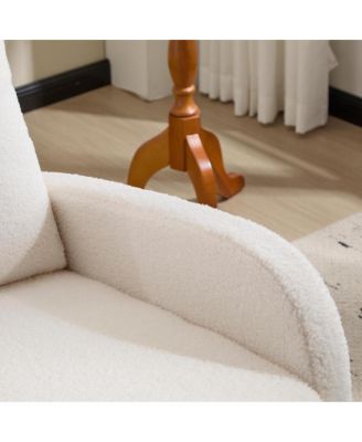 Modern Accent Rocking Chair with Solid Wood Legs & Side Pocket