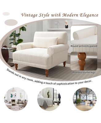 Mirod Elegant Circular Armrests, Ergonomic Lumbar Support, Vintage Roman Column Legs, Large Size