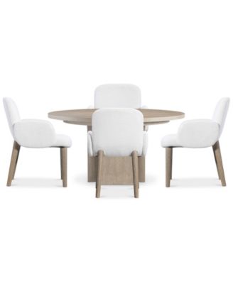 Loggia 5-Pc. Wood Round Table and Upholstered Arm Chairs Dining Set
