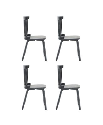 Streamdale Windsor Dining Chairs Set of 4, Wood Farmhouse Spindle Back, Black