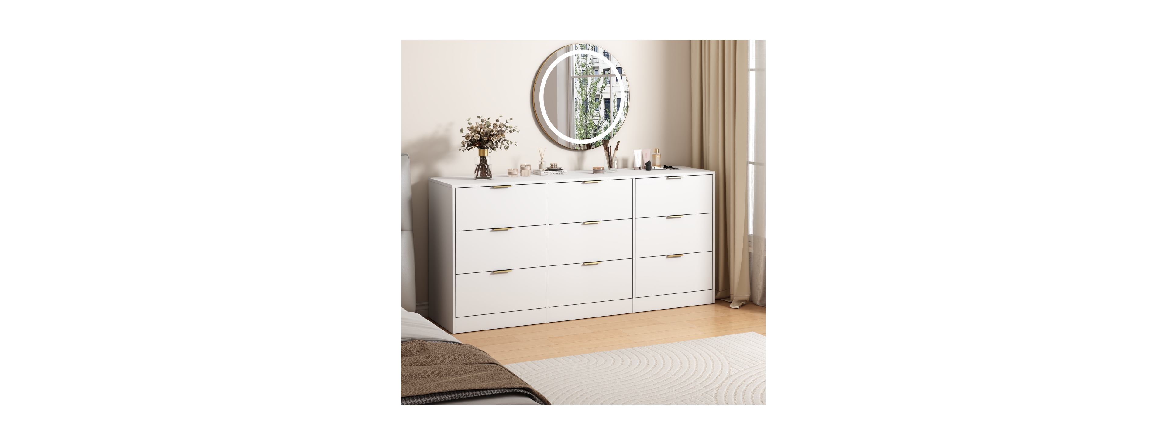 Streamdale Furniture 9 Drawer Dresser, 63" Large Deep Chest of Drawers, Wooden Storage Cabinet