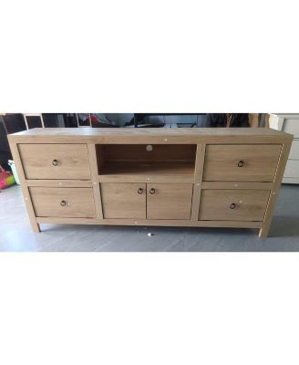 Rustic 6-Door Wooden TV Console, Wide Storage Entertainment Center for Living Room, Beige/Khaki