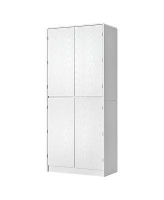 72" Farmhouse Kitchen Pantry Cabinet with 8 Shelves, Curved Storage, Hidden Drawer