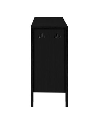 Modern 57.5" Stripe 4-Door Storage Cabinet with Racks & Hooks