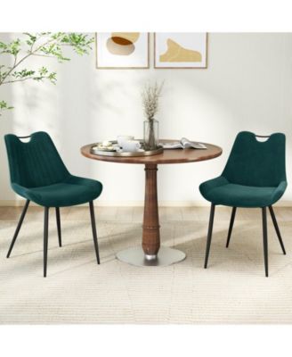 Dining Chair Set of 4 Faux Leather Upholstered Kitchen Chairs with Metal Legs