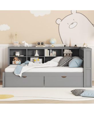 Streamdale  Furniture Wooden Twin DayBed with 2 Drawers, USB Charging Ports, Gray