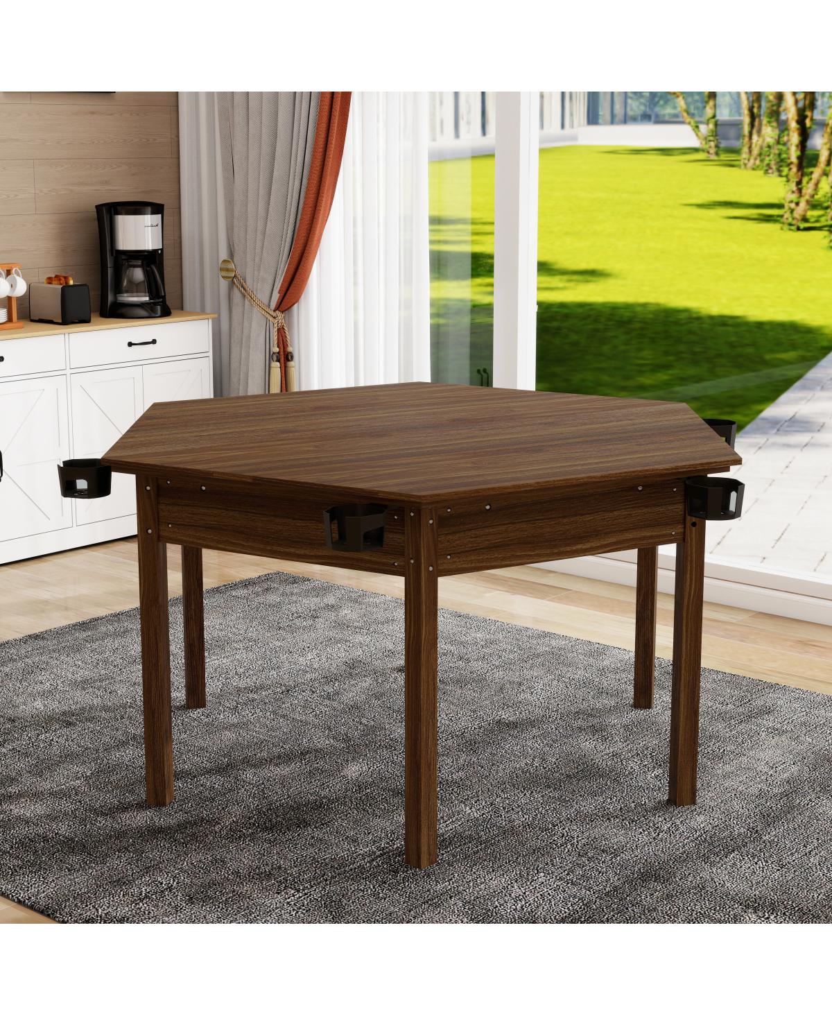 Streamdale Furniture Board Game Table with Removable Top for 6 Players - Rustic Brown