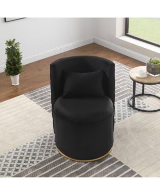 360° Swivel Velvet Accent Chair with Storage & Gold Base