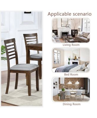 Wooden Dining Chairs Set of 4 with Padded Seat, Walnut