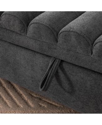 Modern Upholstered Storage Bench - Charcoal