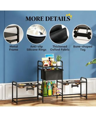 Adjustable Dog Bowl Stand Pet Feeding Station in Black