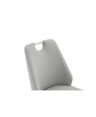 Light Gray Faux Leather Dining Chairs with Gold Mesh Texture, Set of 2