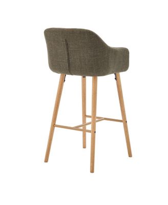 Modern Linen Bar Stools Set of 2 with Back & Armrest