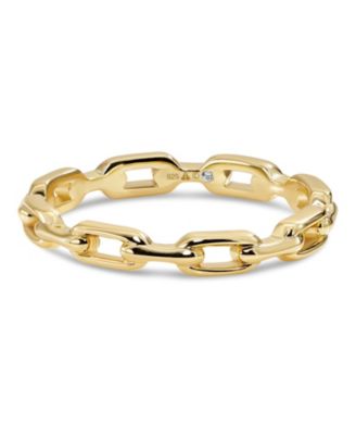 Cable Link Ring in Gold Plated Sterling Silver, Size 6