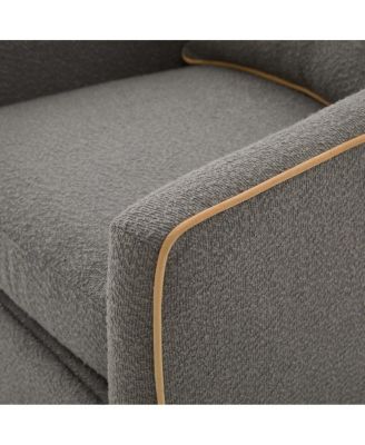 Swivel Accent Chair, Upholstered Club Barrel Sofa for Living Room, Light Gray