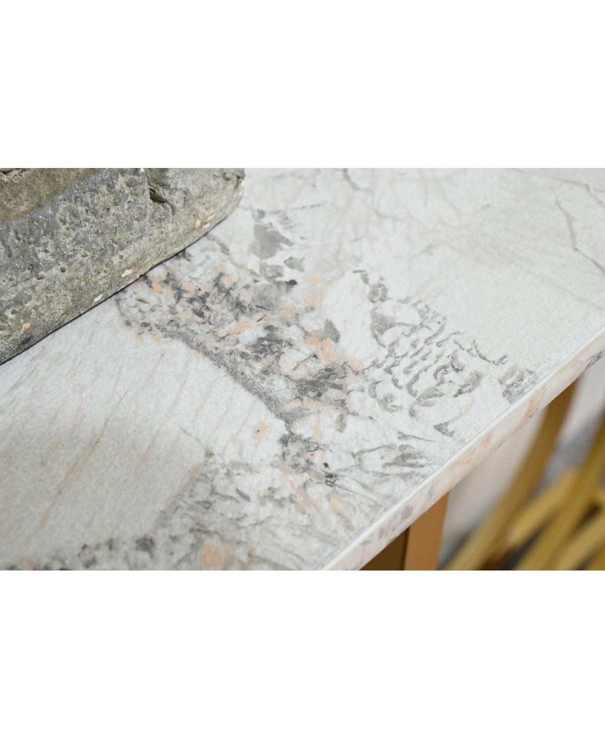 Streamdale Furniture Modern 43.3" Wooden Console Table with Marble Top for Living Room/Bedroom