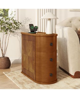 Streamdale Charging Station Sofa Side Table with Drawers, No Assembly Required