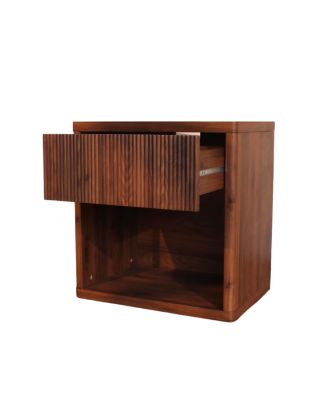 Streamdale Night Stand with Drawer Storage, Fluted Bed Side Table, Modern Wide Bedside Stand