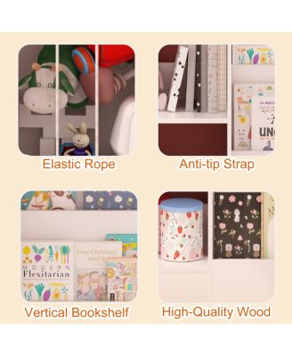 Kids Bookshelf and Toy Storage, 3-Tier Sling Bookcase for Nursery