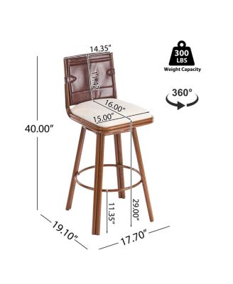 Streamdale Industrial Faux Leather Swivel Bar Stool with Padded Seat