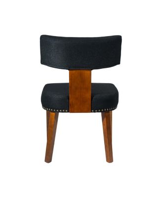 Streamdale Mid-Century Modern Dining Chairs Set of 2, Black Linen Upholstered
