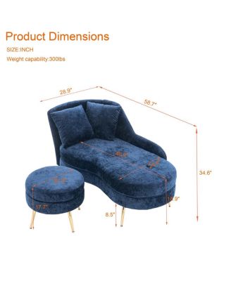 Streamdale 58" Indoor Chenille Chair with Left Armrest & Lumbar Pillow, Footstool Included