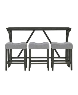 59" Bar Table Set with 3 Stools & Power Outlet