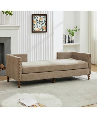 Streamdale 75.2" Wide Upholstered Chaise Lounge with Nailheads, Sleeper Sofa Couch with Pillows