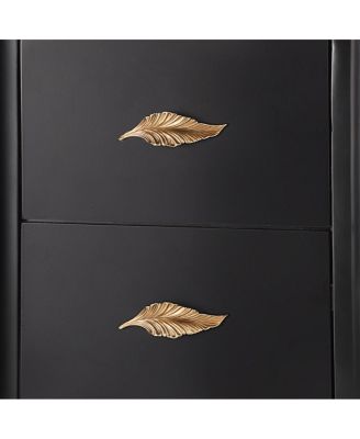 Contemporary 2-Drawer Nightstand with Curved Profile & Feather Handles