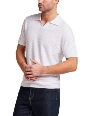 Men's Short-Sleeve Zigzag Johnny Collar Sweater
