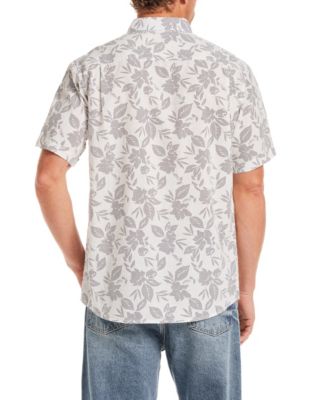 Men's Short-Sleeve Print Linen Cotton Shirt