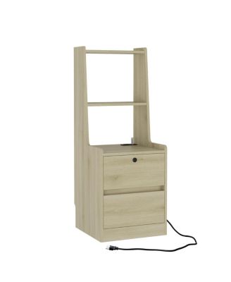 Streamdale  Furniture Smart Nightstand with Charging Station, Light, Bookshelf & Storage