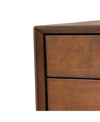 Nightstand with 2-Drawers, Small Side End Table with Storage, Walnut