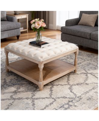 Streamdale Large 33-inch Tufted Linen Storage Ottoman Coffee Table