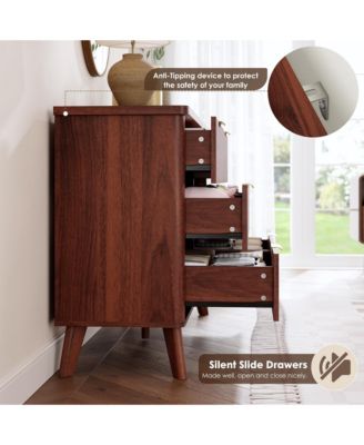 Fluted Dresser for Bedroom, 6 Deep Drawer Modern Wood Storage Chest