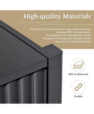 Streamdale Modern 4-Door Slatted Sideboard with Elegant Design (Black)