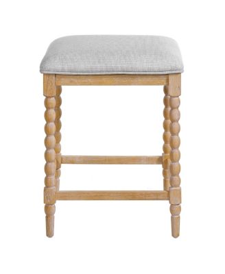 Counter Stools Set of 4, Upholstered Seat, Solid Acacia Wood Frame