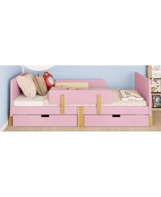 Platform Bed with Storage, Shelf, Hooks, No Box Spring Needed