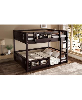 Bunk Bed with Ladder and Guardrails, Pegboard and bookshelf