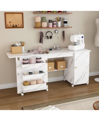 Streamdale Foldable Sewing Machine Table with Storage