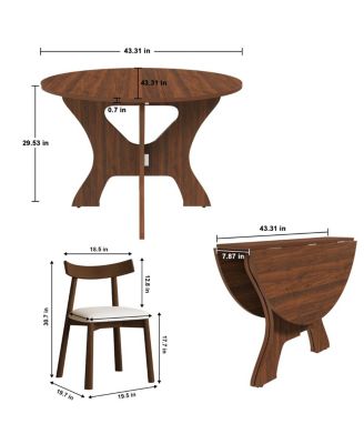 43" Folding Dining Table Set w/ 2 Chairs