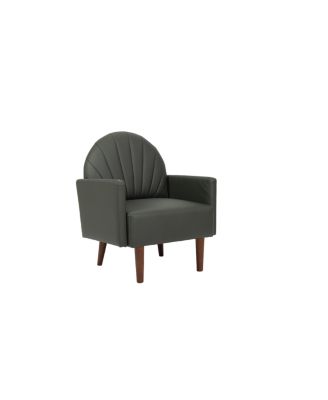 Shell armchair with PU leather and wooden legs