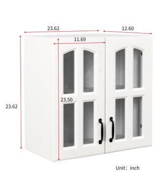 Glass Door Wall Cabinet with Adjustable Shelves