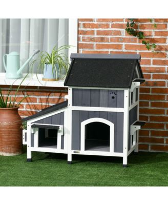 Gray Outdoor Cat House with Multiple Entrances