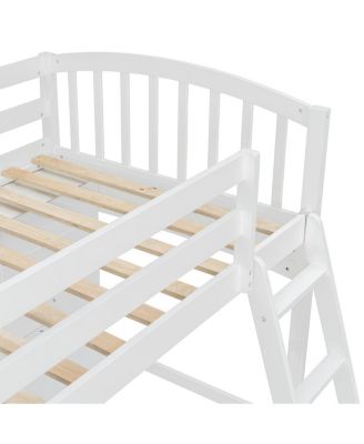 Twin size Loft Bed with Storage Shelves, Desk and Ladder