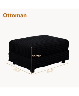 Streamdale Plush Corduroy Ottoman - Black